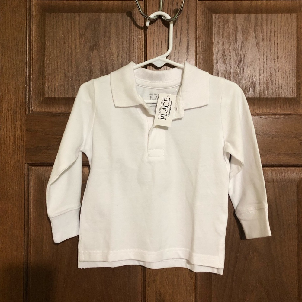 NWT Children’s Place 12-18m White Long Sleeve Polo